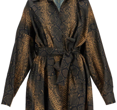 Norma Kamali brown snake print oversized mini dress