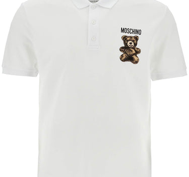 Moschino white cotton polo with embroidered logo