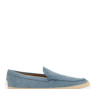 Tod'S light blue calfskin loafers with rubber and rope sole