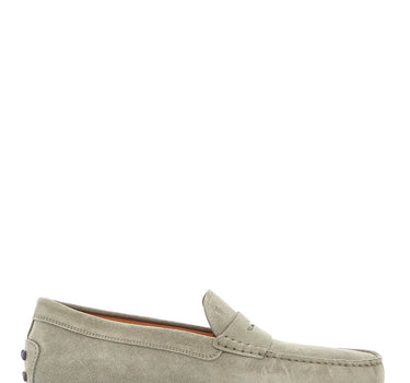 Tod'S beige suede driving moccasin for men with rubber sole