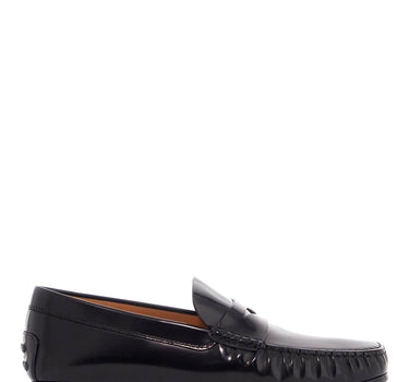 Tod'S men's black calfskin loafers with elegant insert and rubber sole