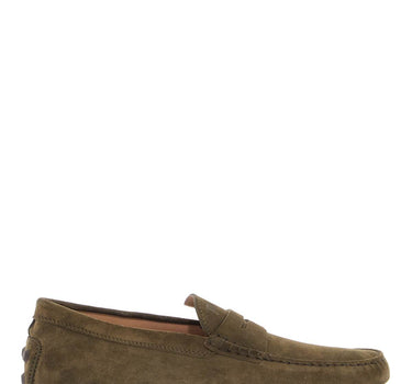 Tod'S olive green suede loafers with rubber sole