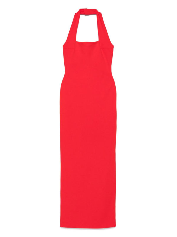 Cardinal Red Halter Long Dress by Solace London